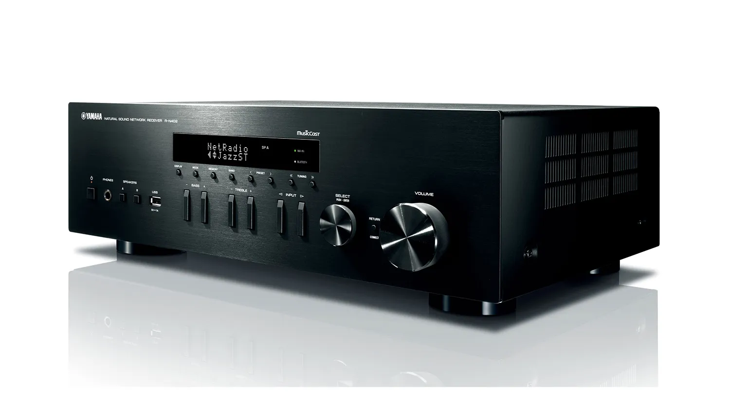 Amply Yamaha R N402 mặt nghiêng trái