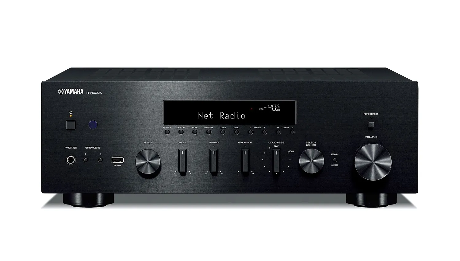 Amply Yamaha R-N600A black mặt trước-1