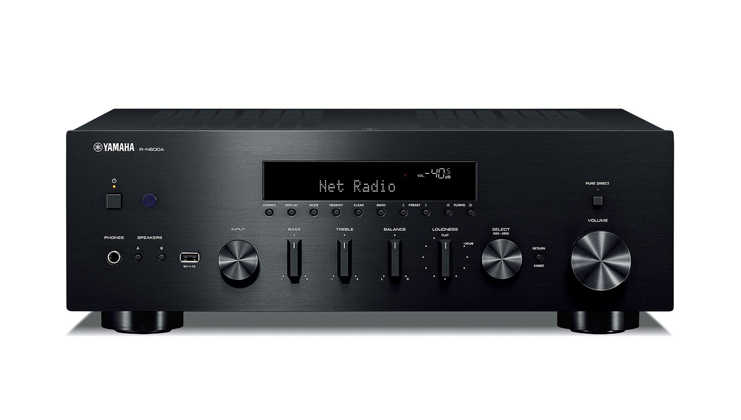Amply Yamaha R-N600A black mặt trước-1
