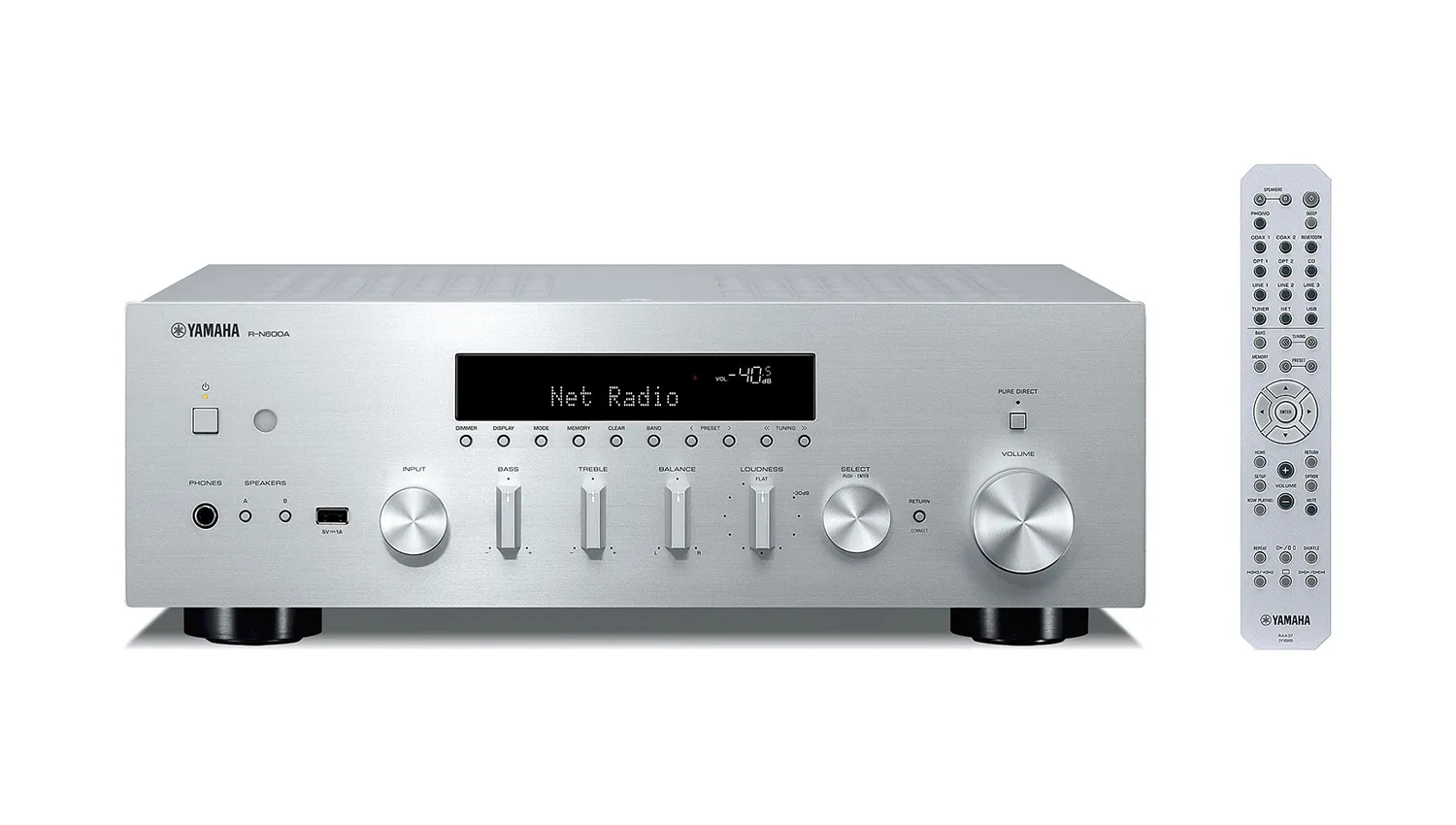 Amply Yamaha R-N600A Silver mặt trước