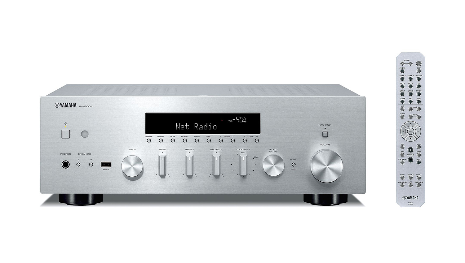 Amply Yamaha R-N600A Silver mặt trước