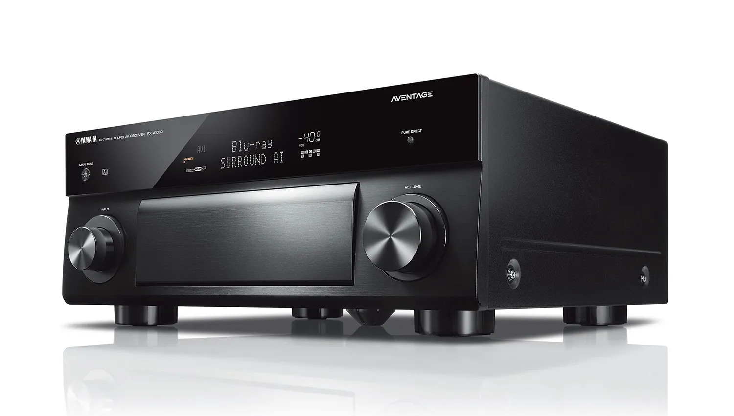 Amply Yamaha RX A1080 black mặt nghiêng trái