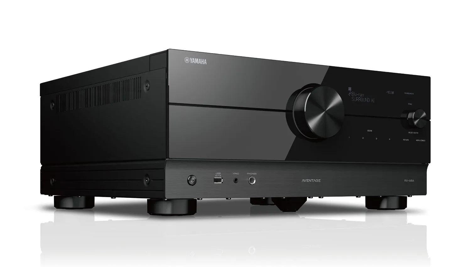 Amply Yamaha RX-A6A mặt nghiêng