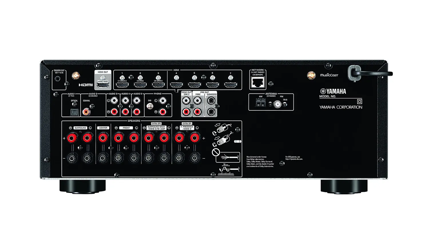 Amply Yamaha RX V4A mặt sau