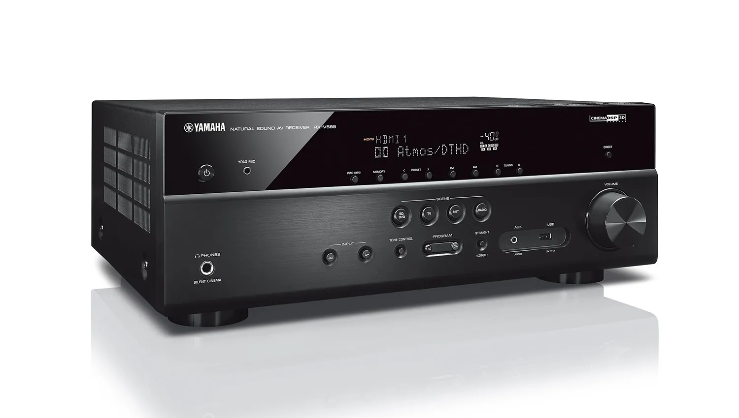 Amply Yamaha RX-V585 mặt nghiêng phải