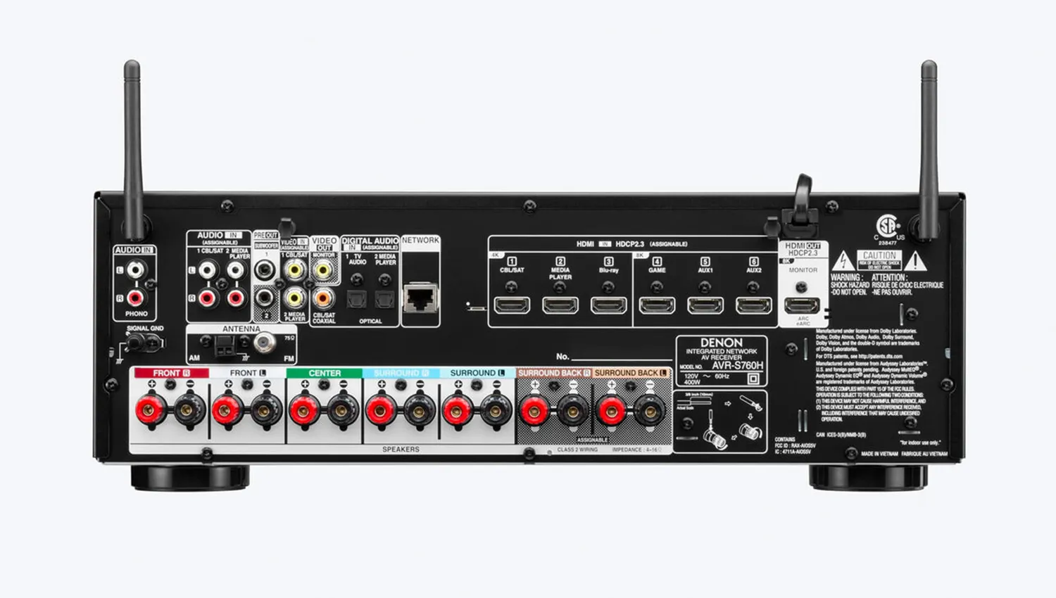 mặt sau Amply Denon AVR-S760H