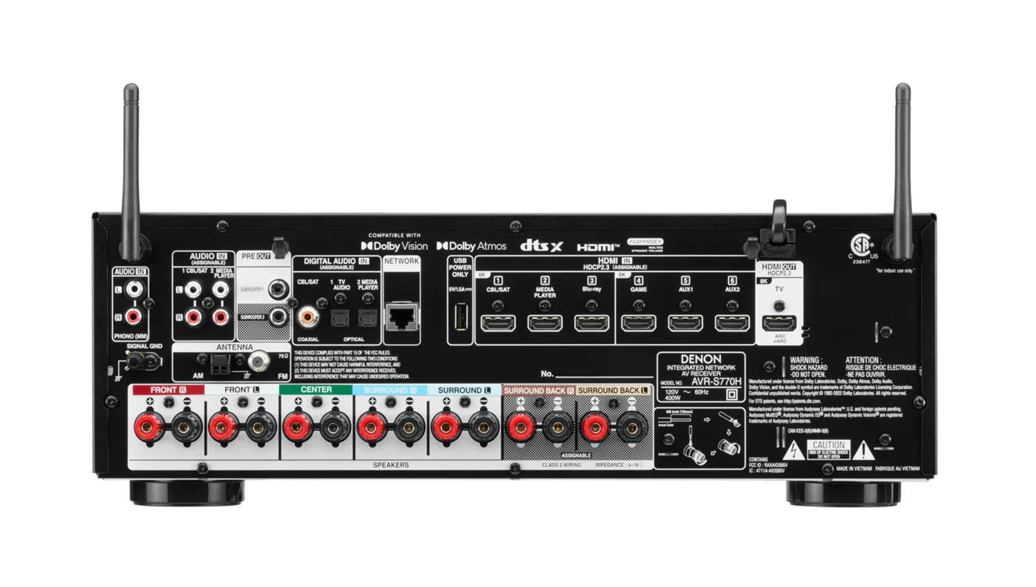 mặt sau Amply Denon AVR-S770H