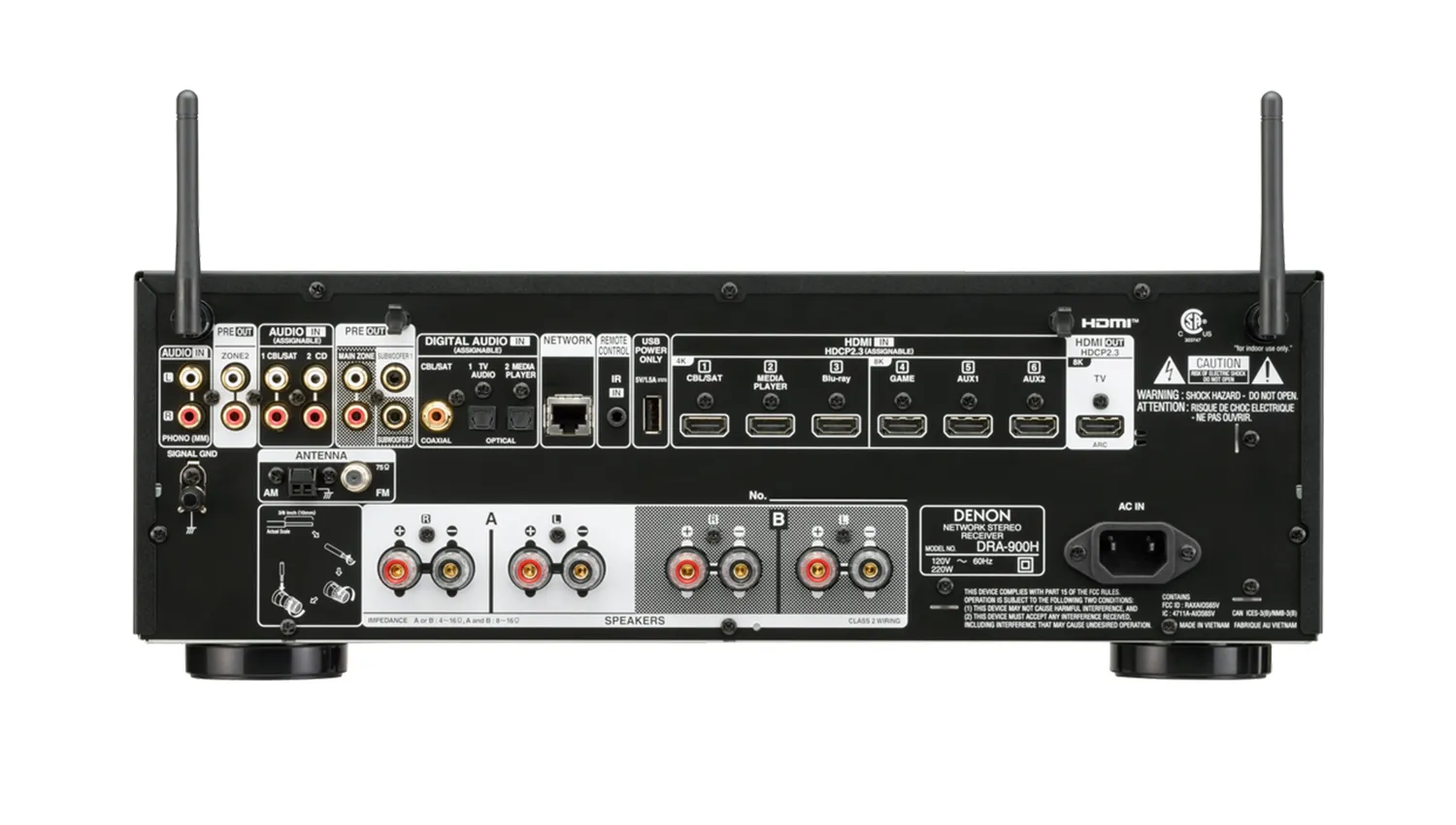 mặt sau Amply Denon DRA-900H