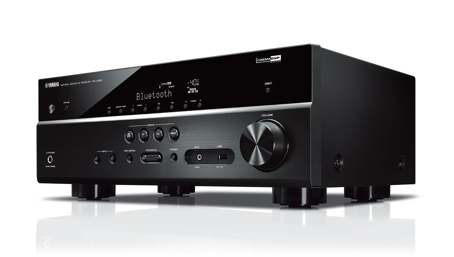 Amply Yamaha RX-V385 mặt nghiêng