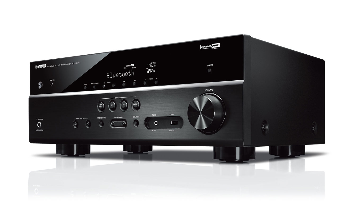 Amply Yamaha RX-V385 mặt nghiêng