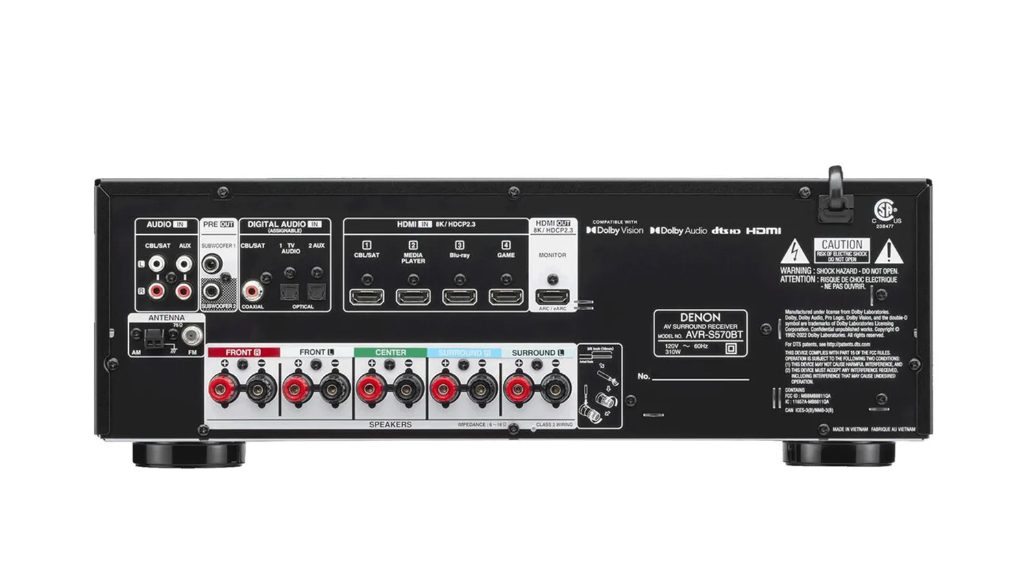 mặt sau Amply Denon AVR-S570BT