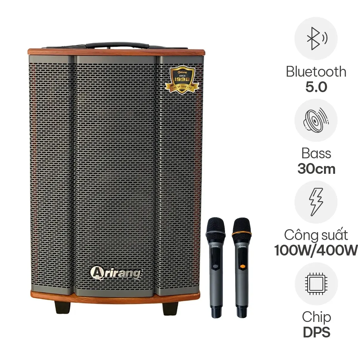 Loa Kéo Arirang MKS2.5 (Bass 30cm, 100W, Kèm 2 micro)