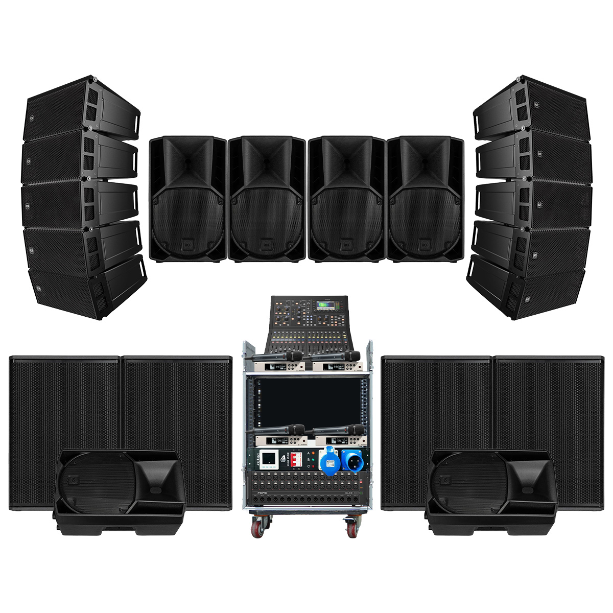 Dàn âm thanh line Array RCF ITALY 04 (RCF HDL 6-A, SUB 8003-AS MK3, ART 712-A MK5, Midas DL32, Midas M32R Live,...)