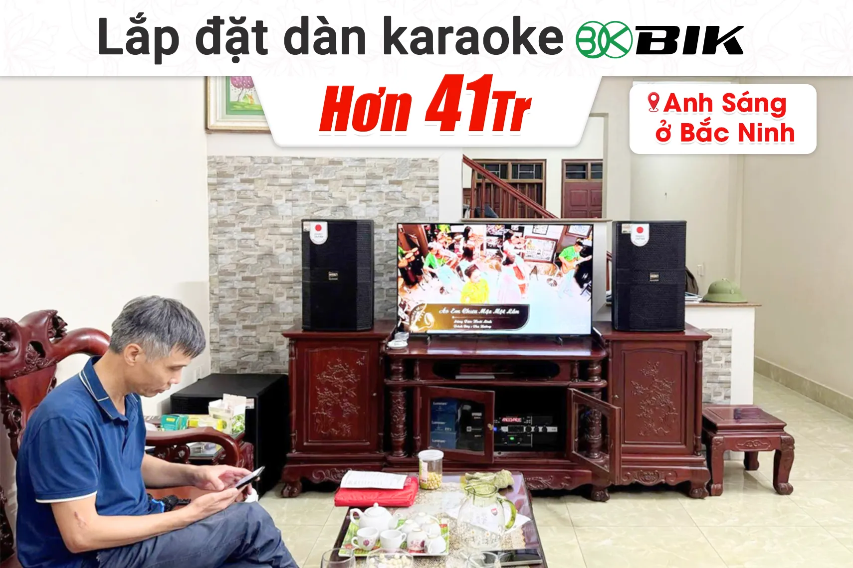 Lắp đặt dàn karaoke BIK hơn 41tr cho anh Sáng tại Bắc Ninh (BIK BBK-S312, BIK VK-A52, BIK BBK-W55A, BIK VK-M51)