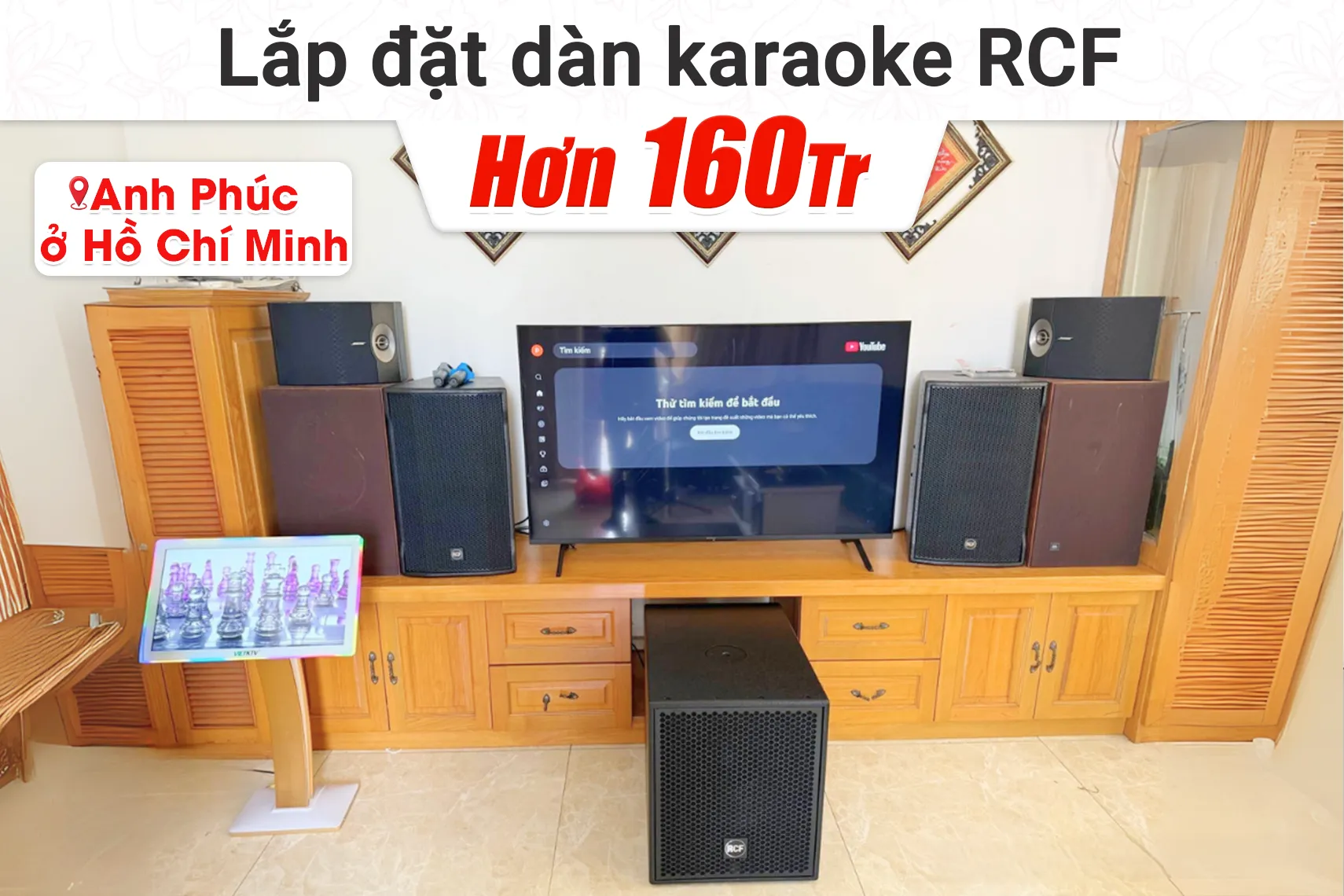 Lắp đặt dàn karaoke RCF hơn 160tr cho anh Phúc tại TP HCM (RCF CMAX 4112, JBL V8, Audiocenter CT3600, RCF S8015II, JBL VM300...)