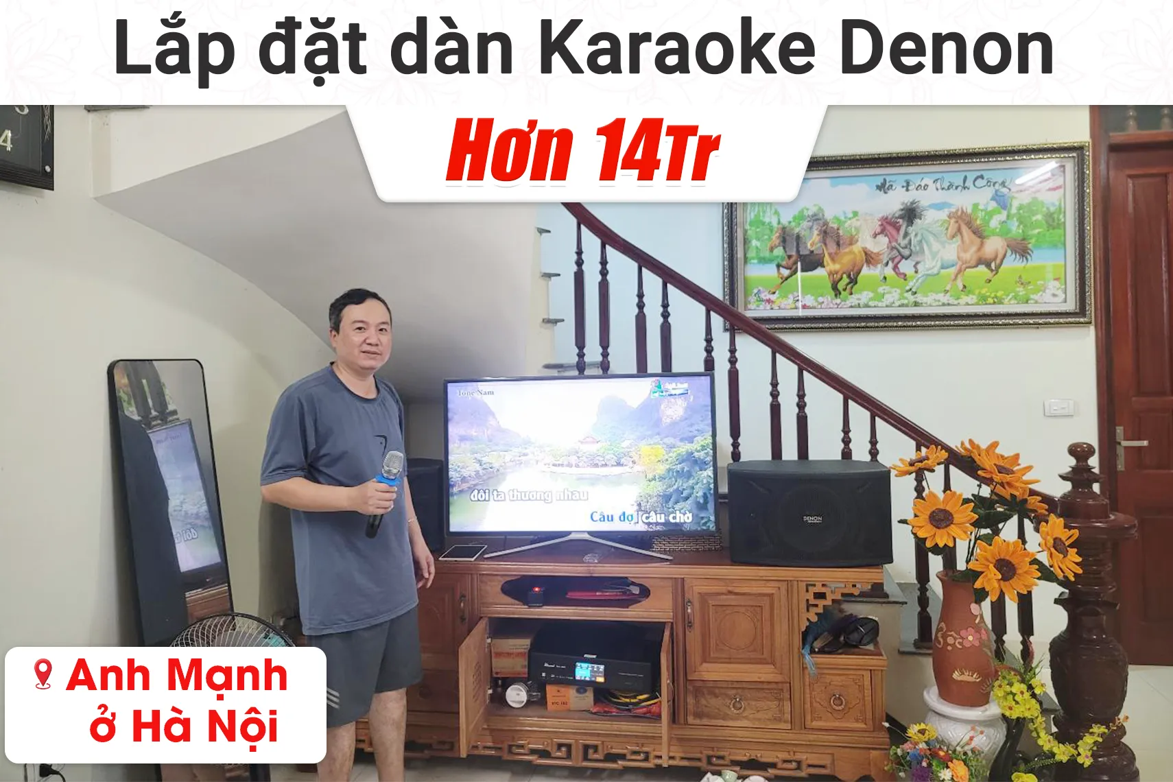 Lắp đặt dàn karaoke Denon hơn 14 triệu cho anh Mạnh tại Hà Nội (Denon Pro DP-C10, DKA 5500)