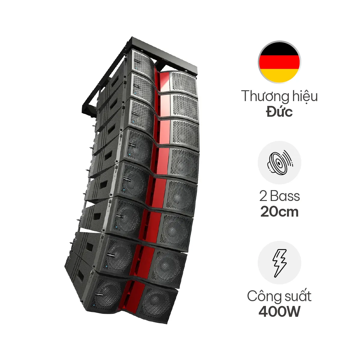 Loa array Audiocenter K-LA28 (Passive, 2 bass 20cm, 400W)