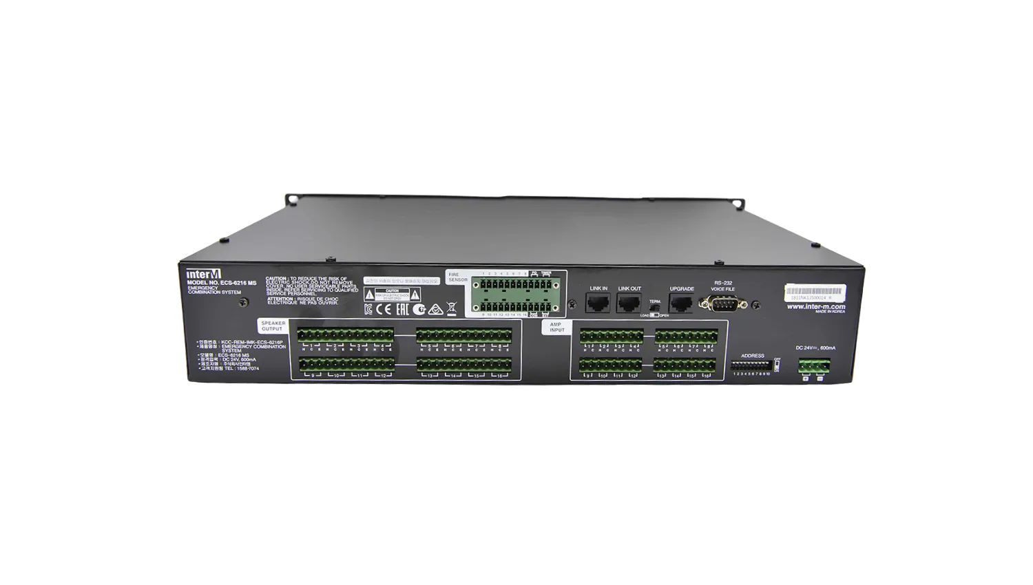 Bộ điều khiển phân vùng mở rộng của PX-6216 Inter-M ECS-6216MS