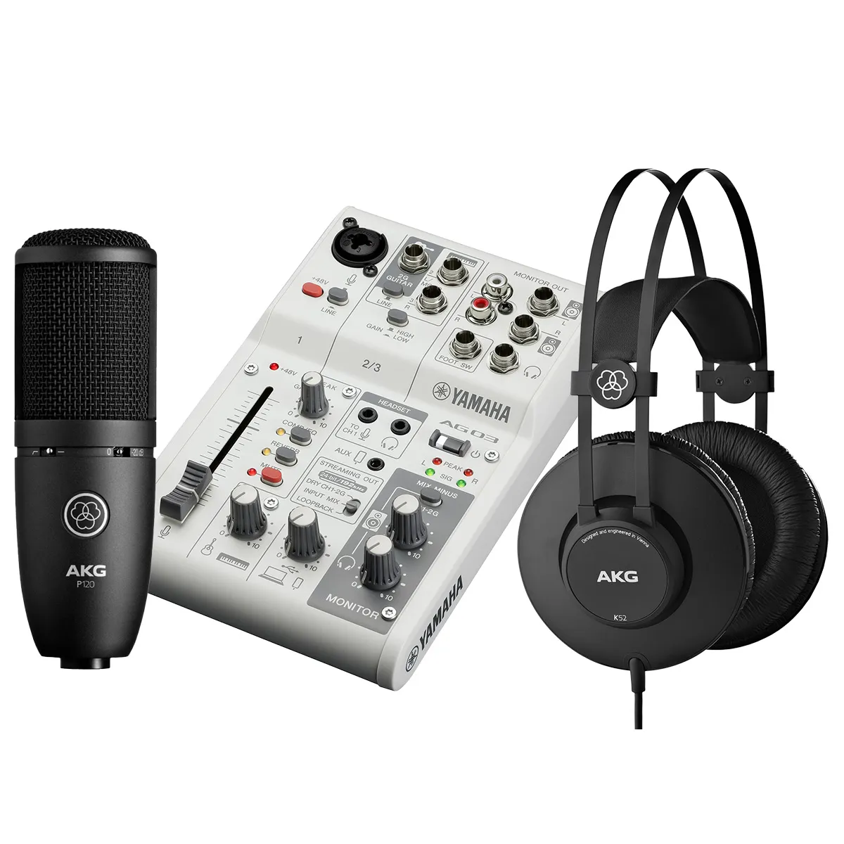 Bộ Combo thu âm Mixer Yamaha AG03MK2 - Micro AKG P120 - Tai nghe AKG K52