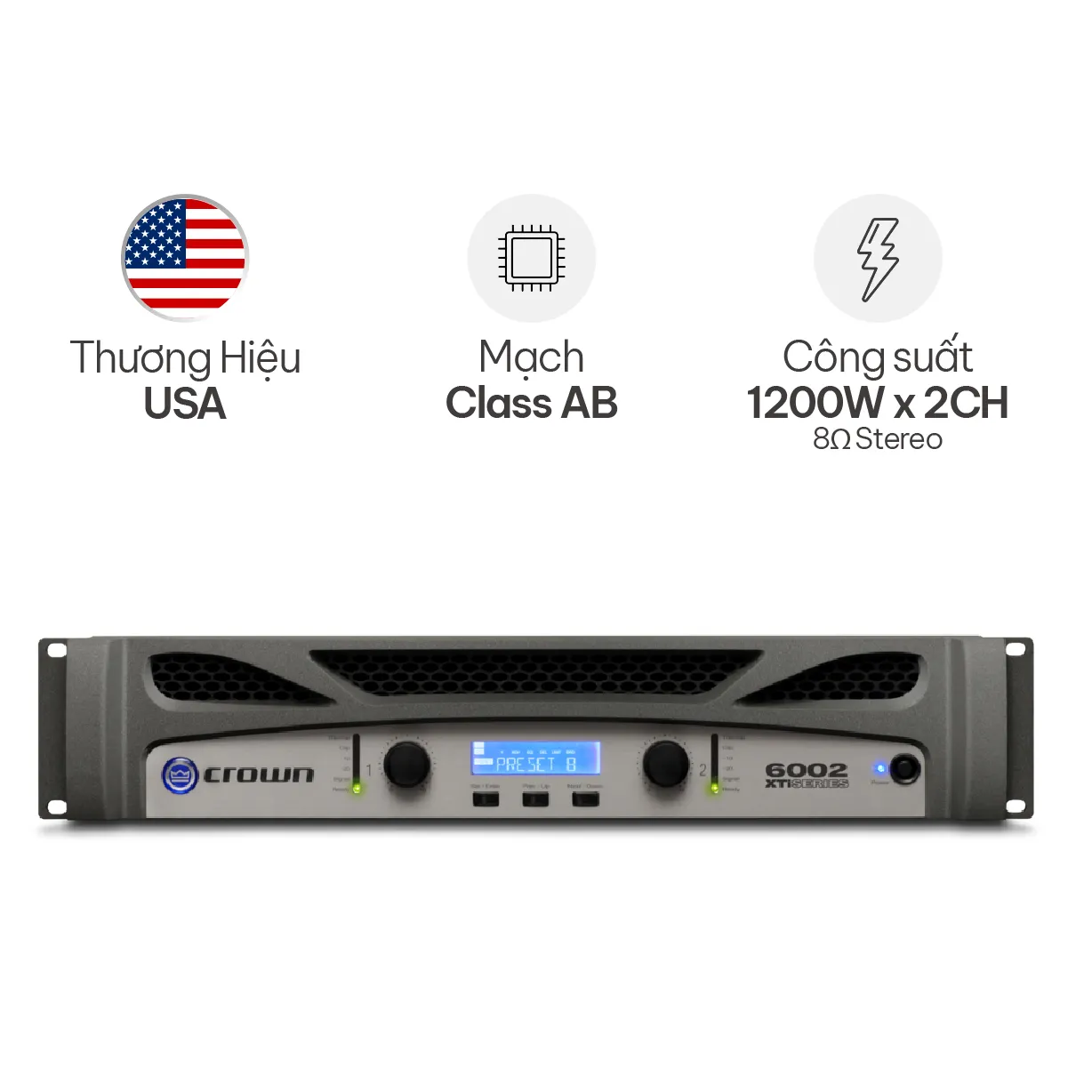Cục Đẩy Công Suất 2 Kênh Crown XTi 6002