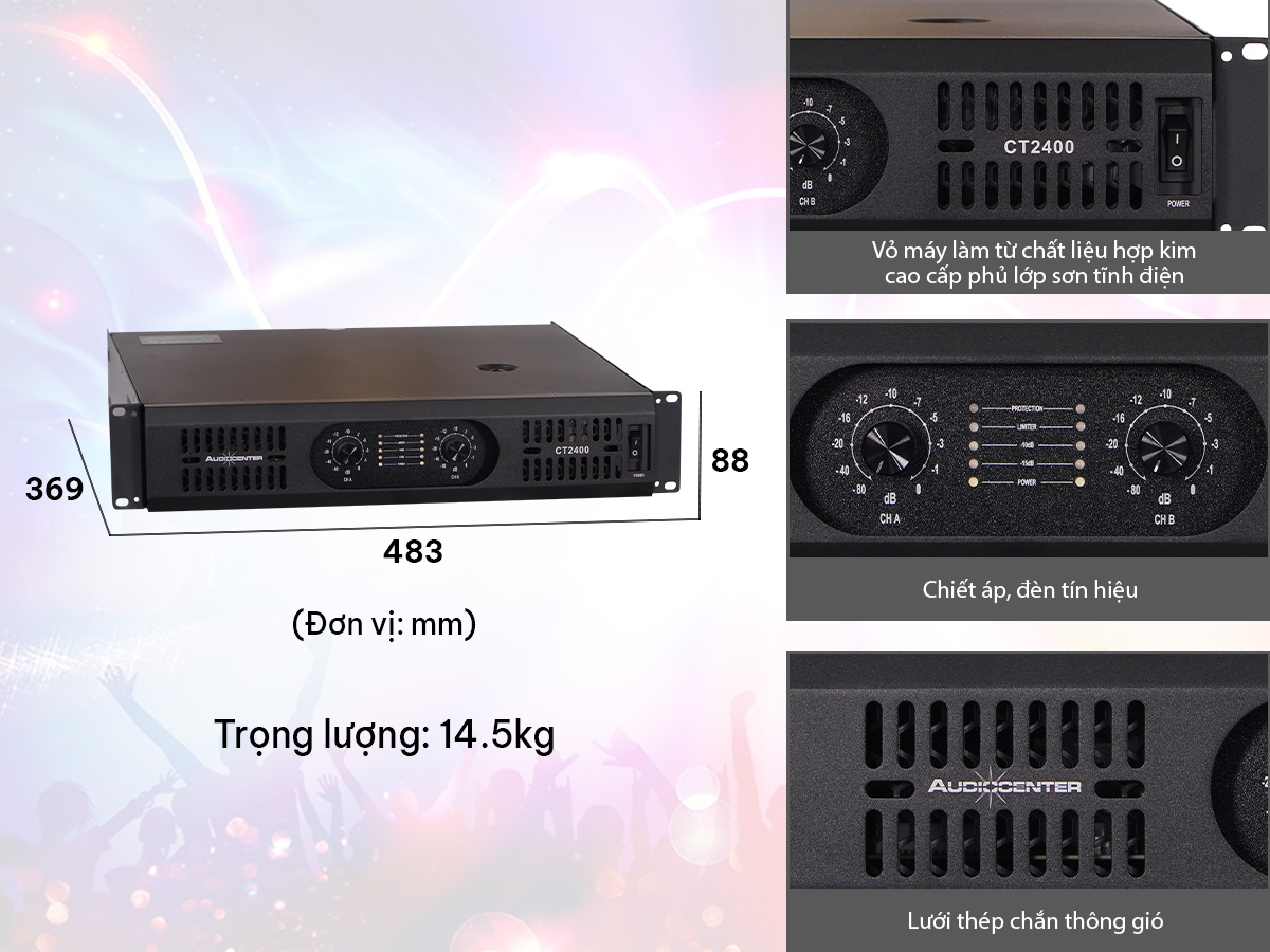 Cục đẩy 2 k&ecirc;nh Audiocenter CT2400