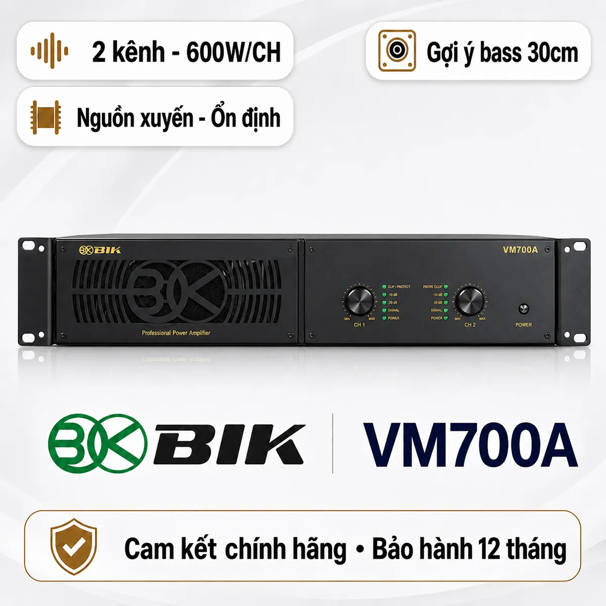 Cục đẩy công suất 2 kênh BIK VM700A