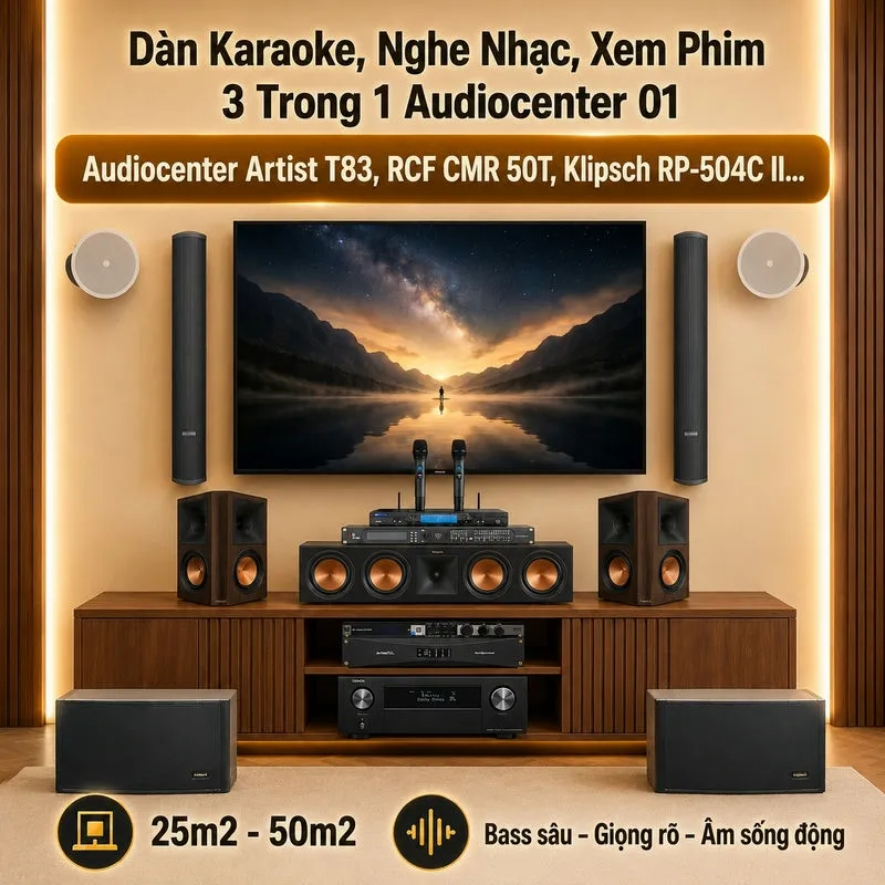 Dàn karaoke, nghe nhạc, xem phim 3 trong 1 Audiocenter 01
