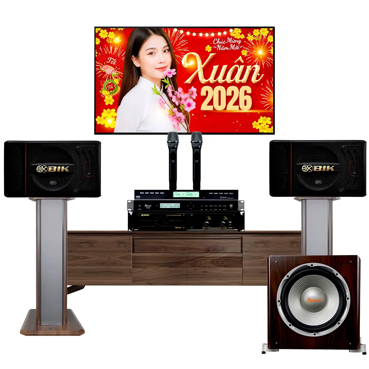 Dàn karaoke gia đình BIK 26 (BIK BJ S886II, VM420A, KP500, BKSound SW 512 C, BCE U900 Plus X)