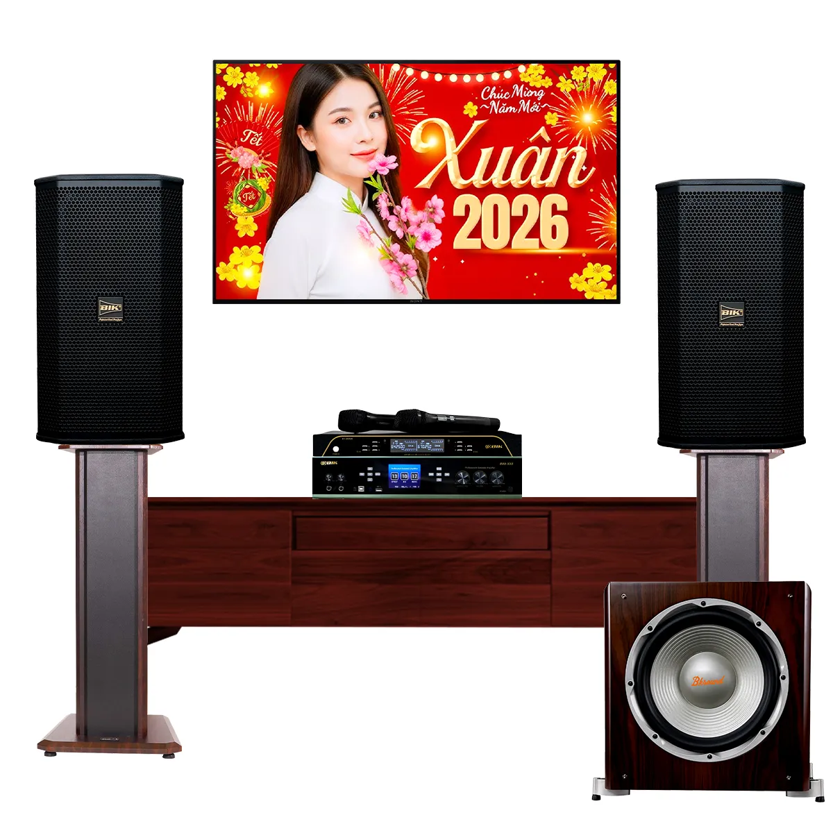 Dàn karaoke gia đình BIK 35 (BIK BSP 410II, BIK BDA-X33, Bksound SW512,BIK BJ-U200)