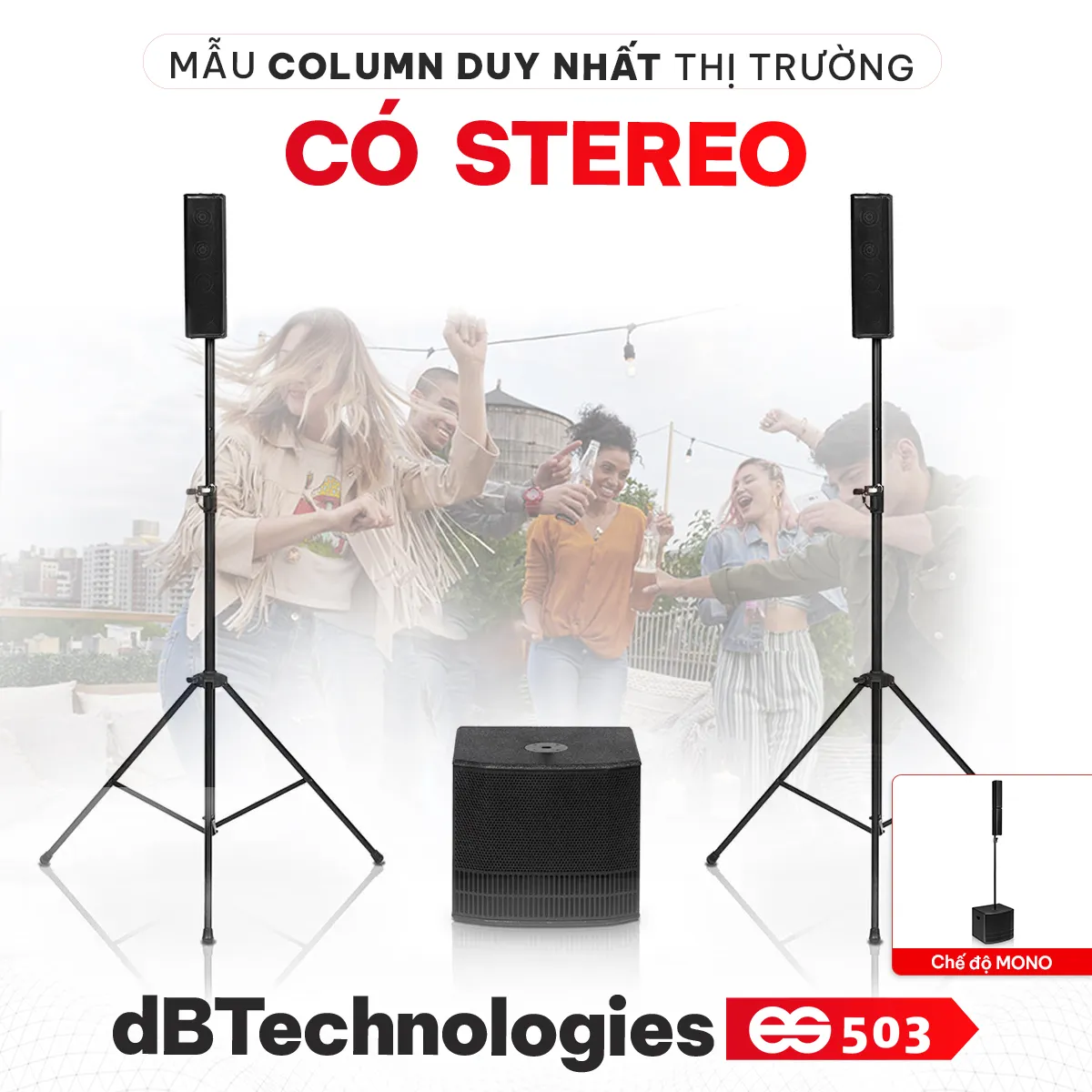 Hệ thống Loa cột dBTechnologies ES503 (1000W, 121dB, Mixer 3 kênh, Bluetooth) - Hình 1