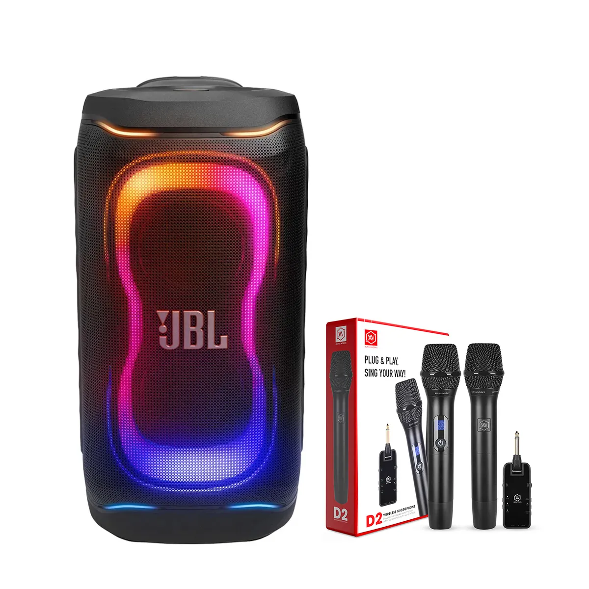 Combo loa JBL PartyBox 330 + Micro Alpha Works D2