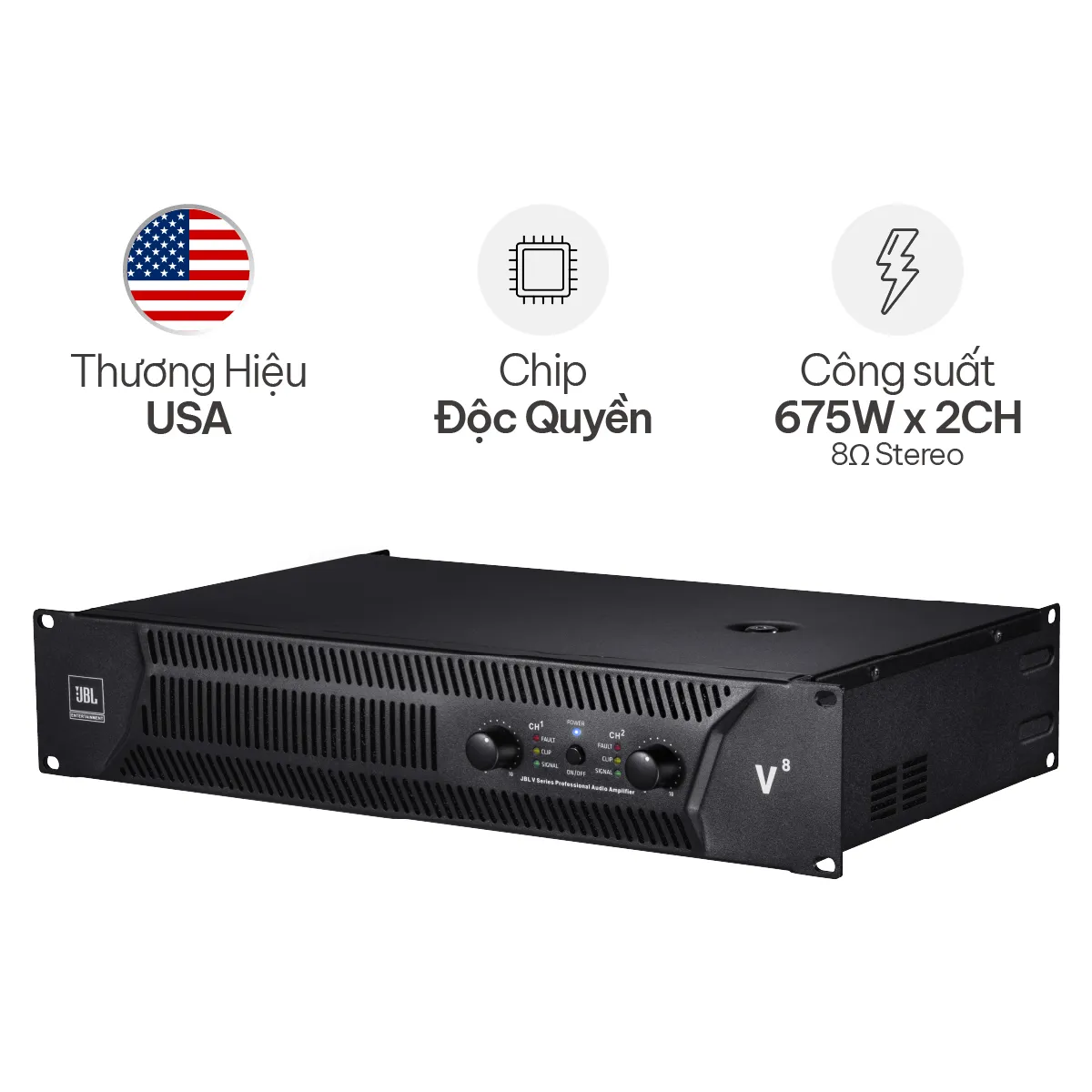 Cục đẩy 2 kênh công suất JBL V8