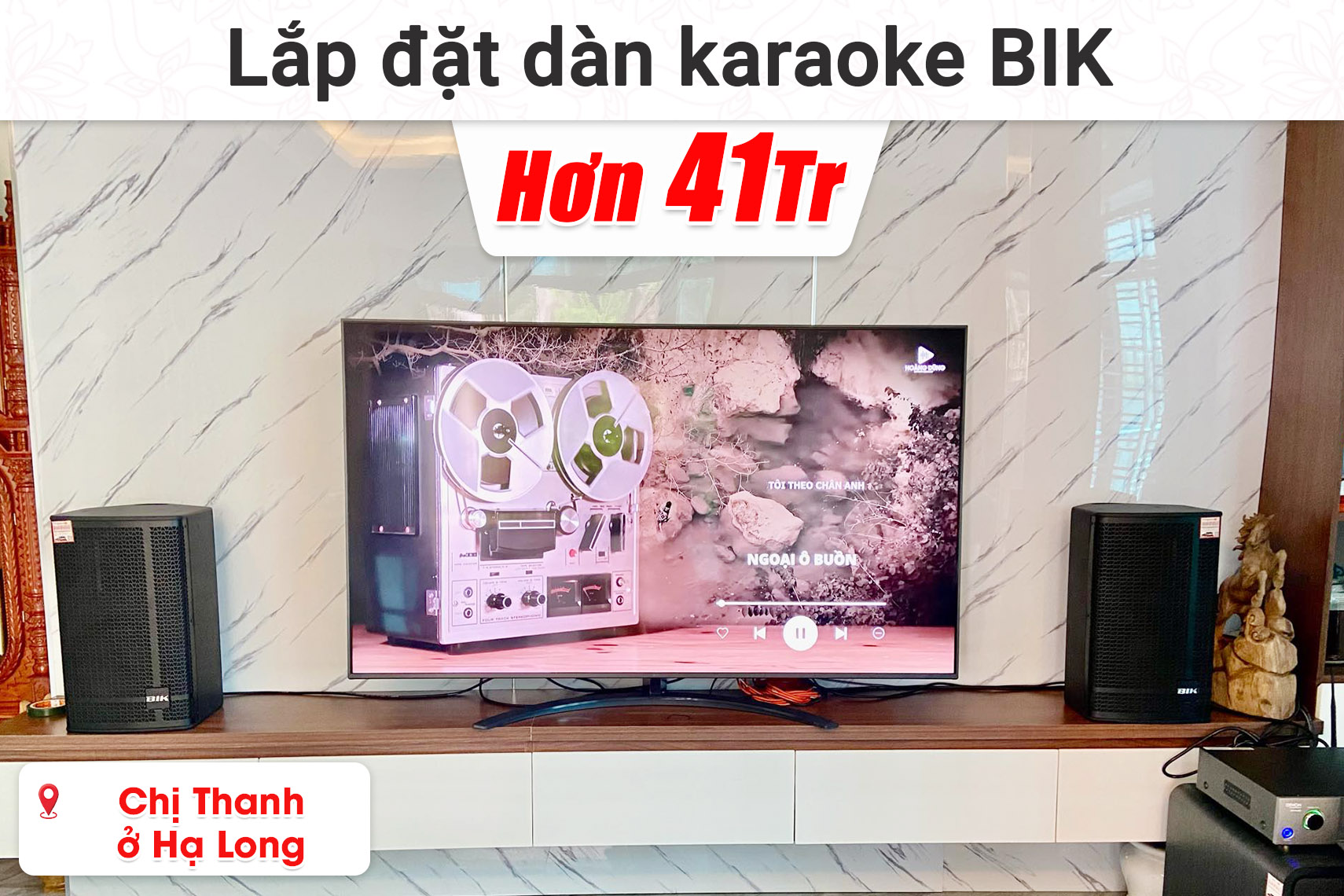 Lắp đặt dàn karaoke BIK hơn 41 triệu cho chị Thanh ở Hạ Long (BIK KSP 5010, Denon Pro DP-N1600, Polk HTS12,...)