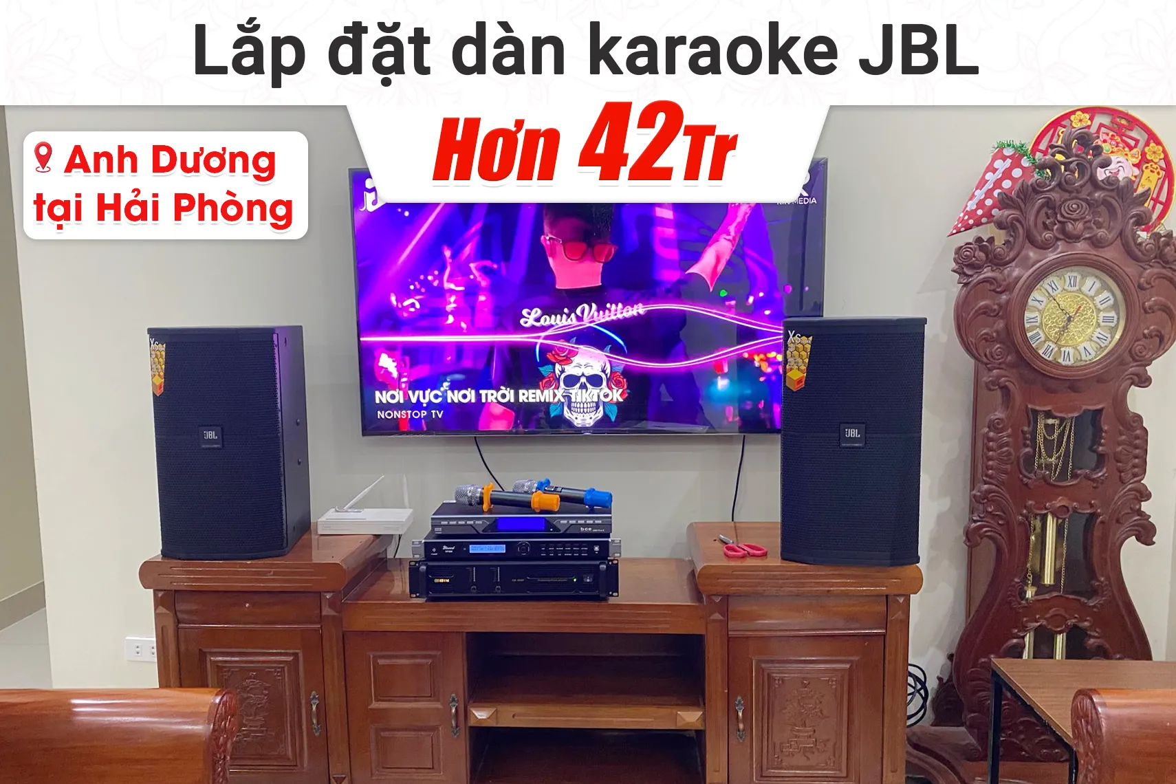 Lắp đặt hệ thống karaoke JBL hơn 42tr cho anh Dương tại Hải Phòng