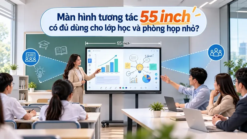 Màn hình tương tác 55 inch có đủ dùng cho lớp học và phòng họp nhỏ?