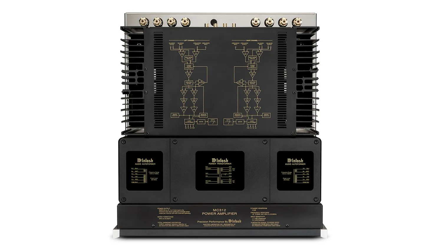 Power Amply McIntosh MC312 mặt trên