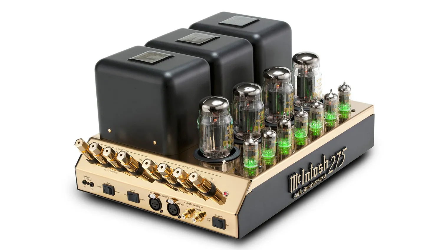 Power amply McIntosh MC275 50th LE Gold mặt nghiêng trái