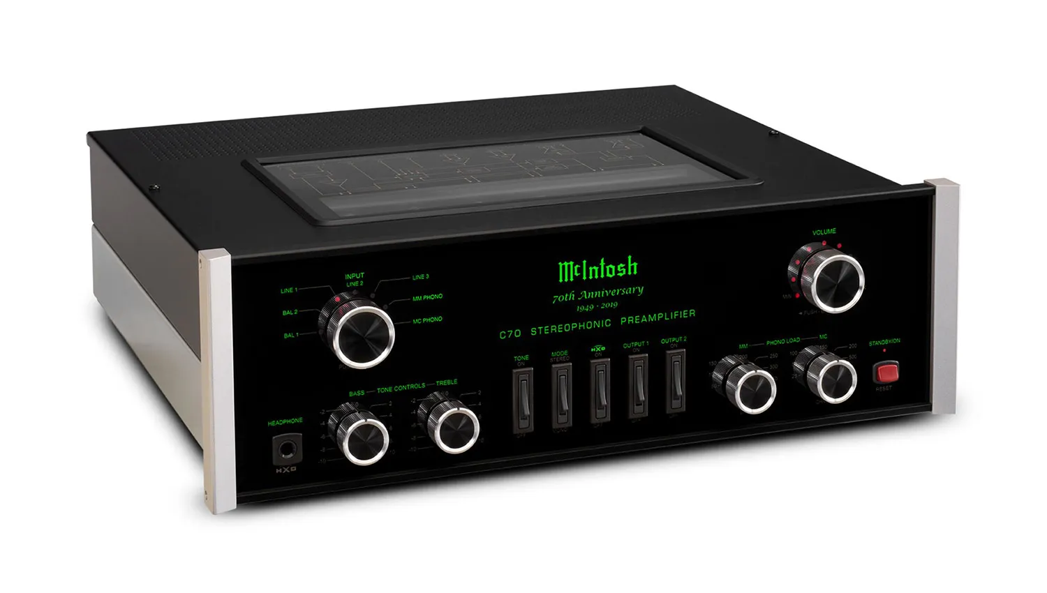 Pre Amply McIntosh C70 70th Anniversary mặt nghiêng phải
