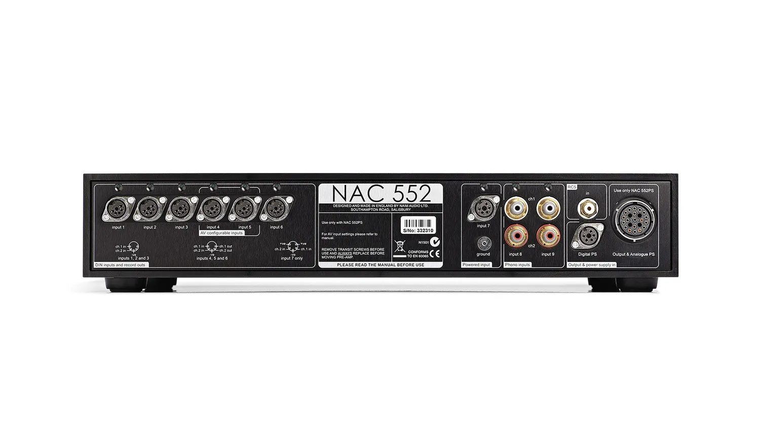 Pre Amply Naim NAC 552 mặt sau
