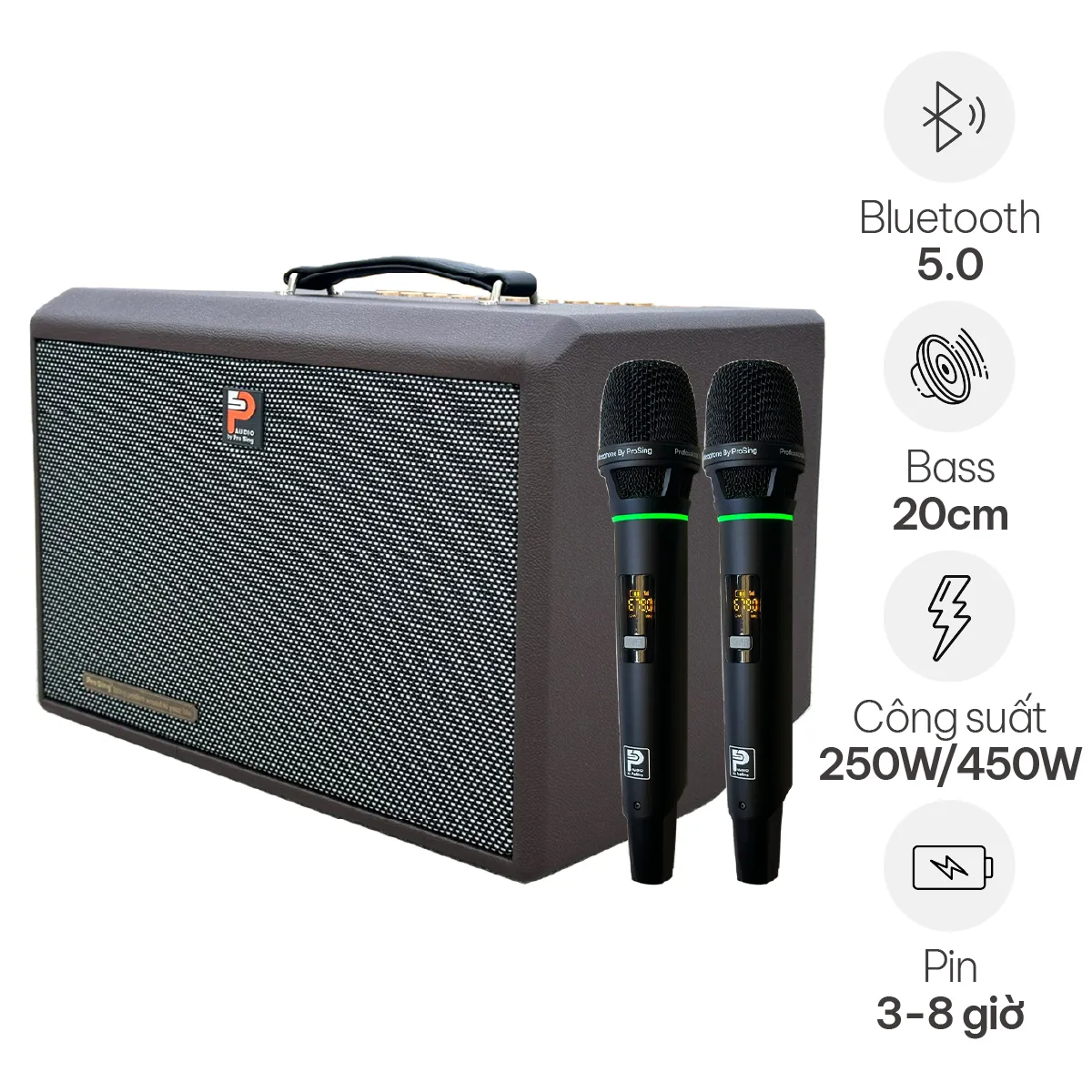 Loa Xách Tay Prosing DSP-236X (NEW 2024, Bass 20cm, Bluetooth 5.0)