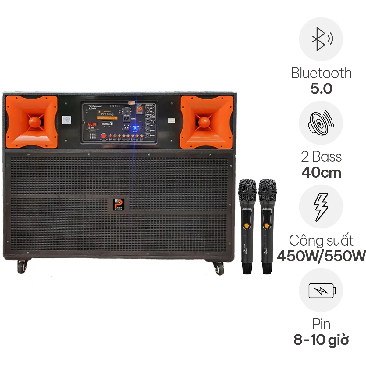 Loa Kéo Prosing J97 Mini (Bass 40cm, 350W, Kèm 2 Micro, Pin 8-10h)