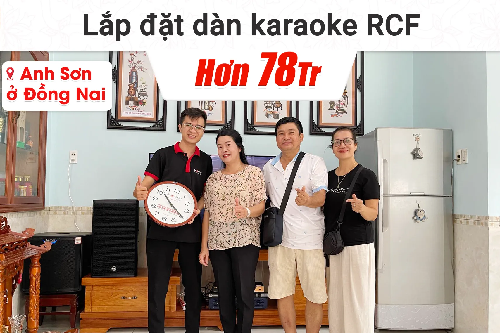 Lắp đặt dàn karaoke RCF hơn 78tr cho anh Sơn tại Đồng Nai (RCF X-MAX 12, Crown T7, JBL KX180A, Alto TS12S, BIK BJ-U600)