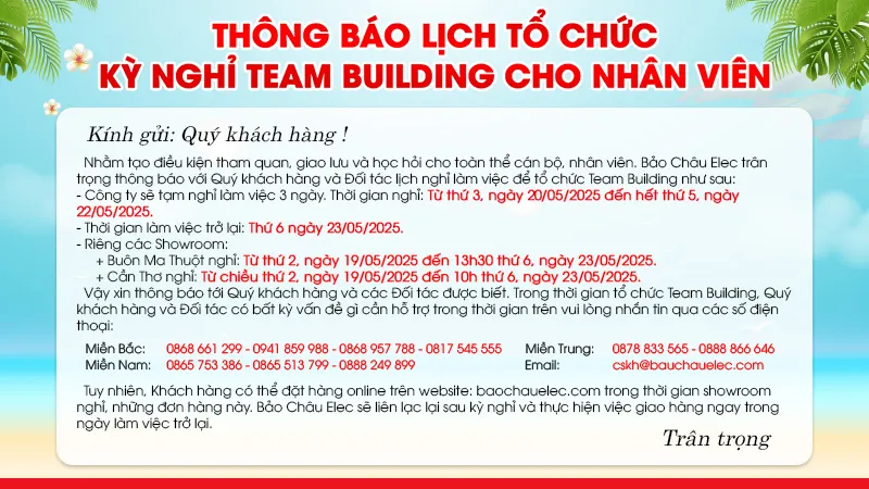 Bảo Châu Elec Thông báo lịch tổ chức Team Building năm 2025