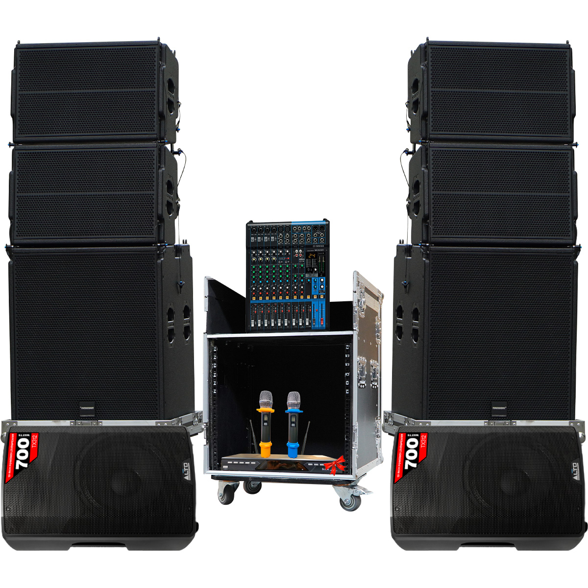 Dàn âm thanh Line Array Active Temeisheng 02 (Line Array Active Temisheng LT-15, Yamaha MG 12XU, Alto TX312,...)