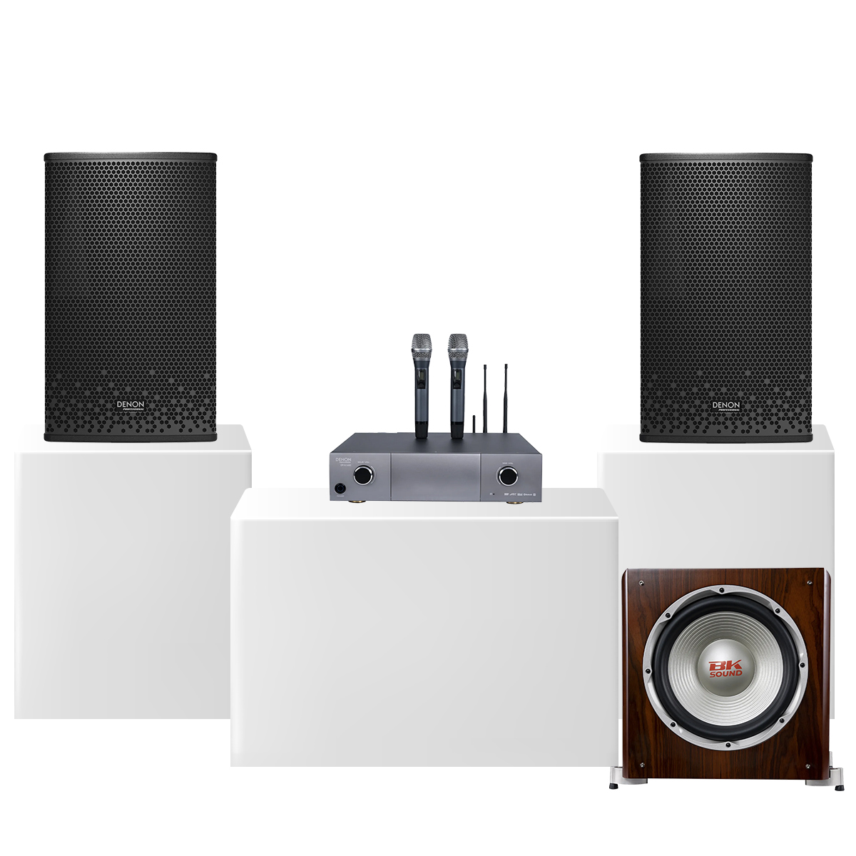 Dàn karaoke gia đình hiện đại Denon 01 (Denon DP-R212, Denon Pro DP-N1600, BKSound SW512)