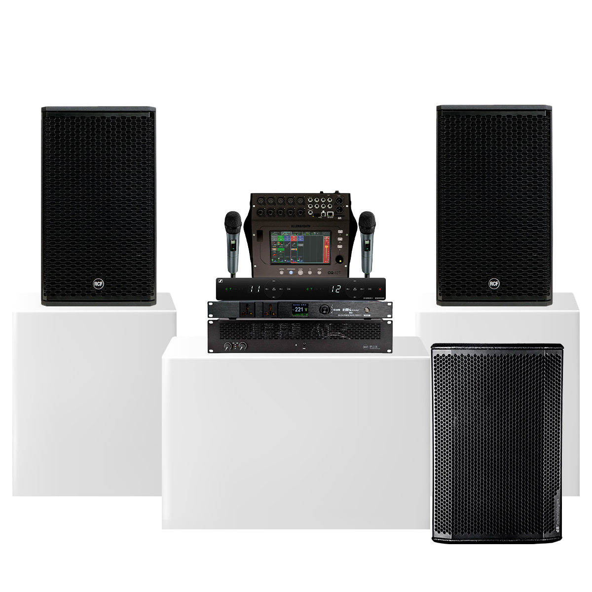 Dàn karaoke gia đình cao cấp RCF VIP 2 Italy 03 (RCF VIP 2, RCF IPS 2.5K, Allen & Heath CQ-12T, dBTechnologies Sub 612) - Hình 2