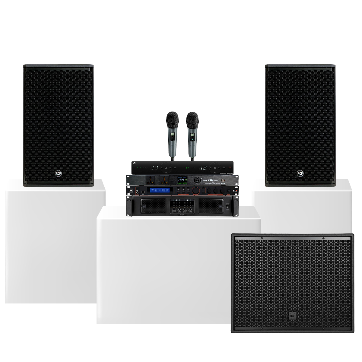 Dàn karaoke gia đình cao cấp RCF VIP 2 Italy 02 (RCF VIP 2, RCF QPS 6.0K, JBL VX9, RCF S 19)