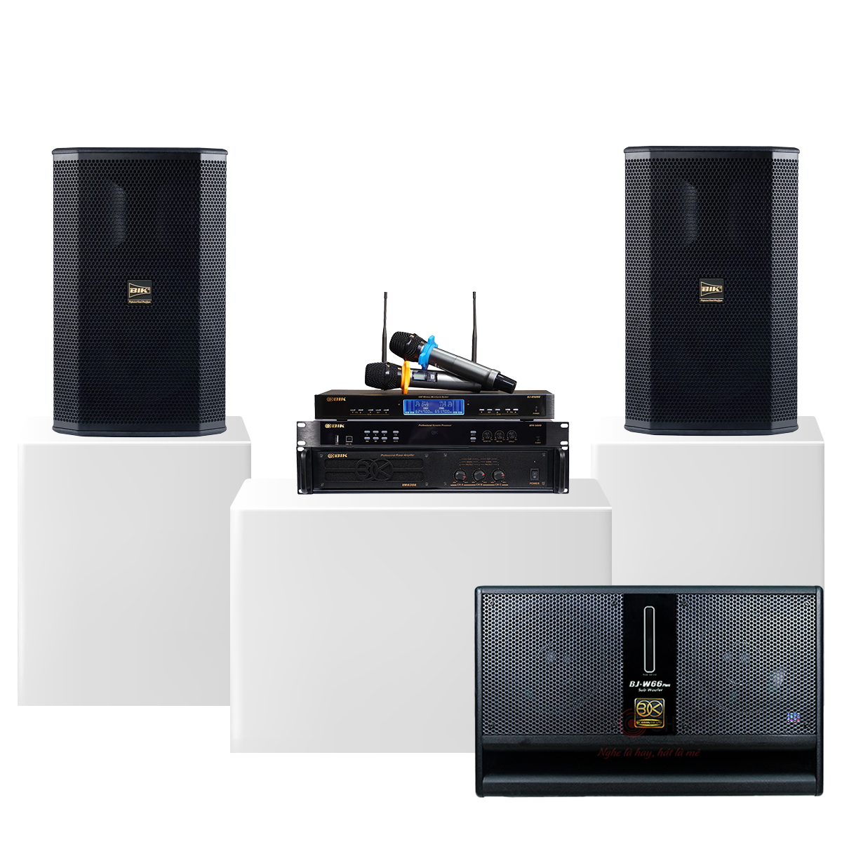 Dàn karaoke gia đình BIK18 (BIK BSP 412II, BIK VM630A, BIK BPR-5800, BIK BJ-W66 Plus, BIK BJ-U500II)