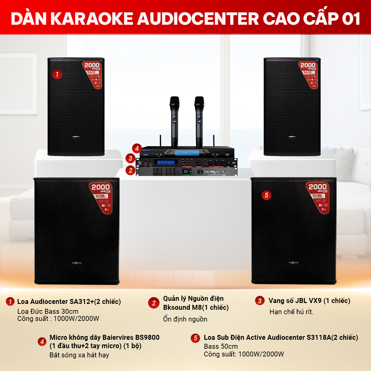 Dàn karaoke Audiocenter cao cấp 01