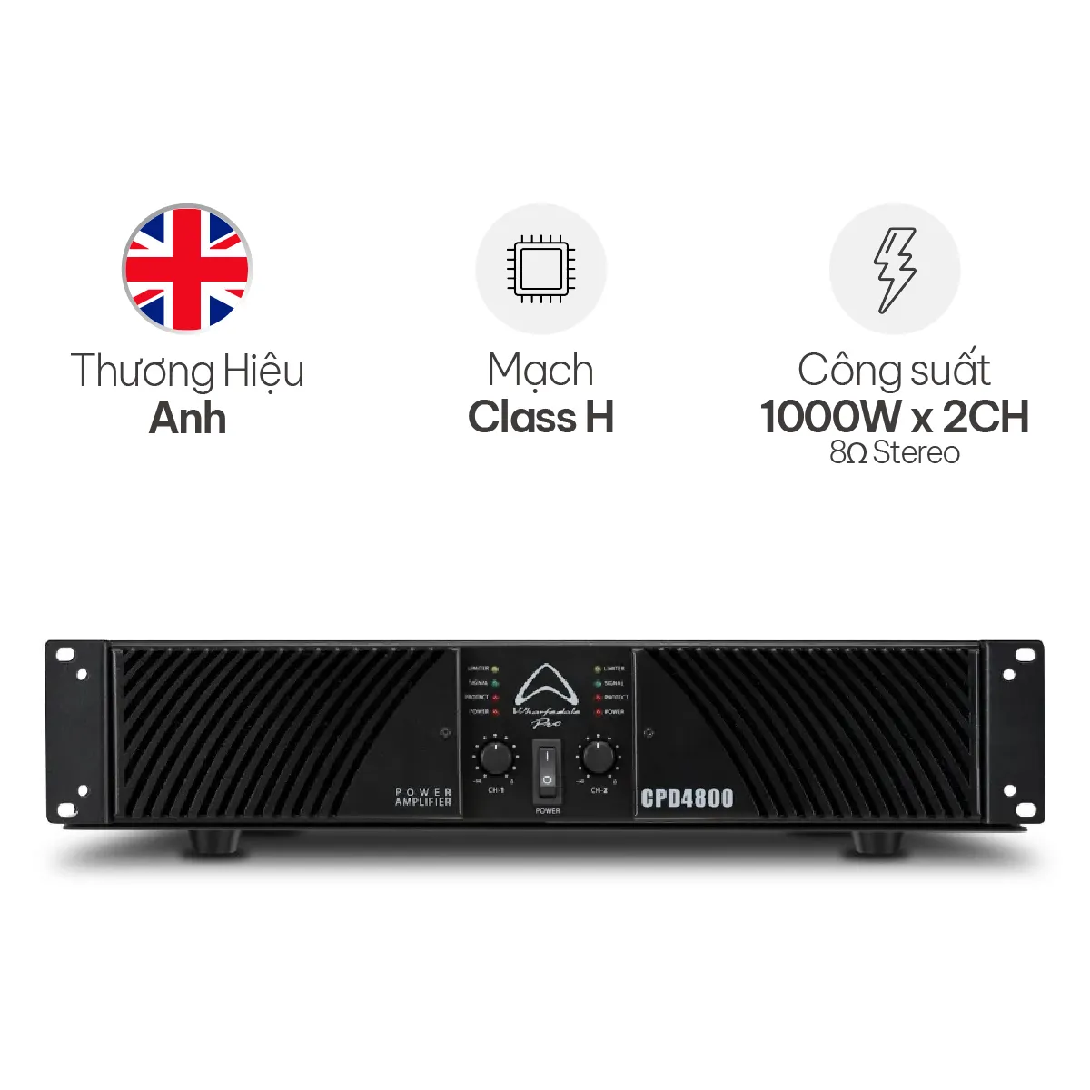 Cục Đẩy Công Suất 2 Kênh Wharfedale CPD4800 (Class H, 1000W)